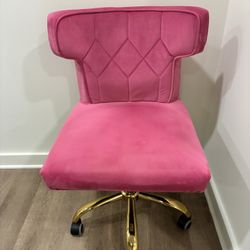 Pink Velvet Desk Chair / Vanity Chair