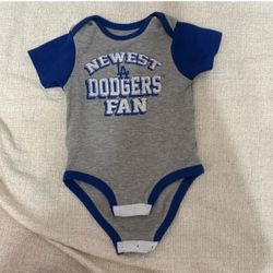 Gray and Blue Dodgers Fan baby onesie
