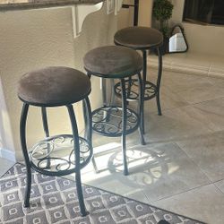3 Wrought Iron Bar Stools