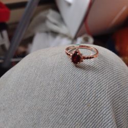 Rose Gold Diamond And Pearls Shapes Garnets On Silver 