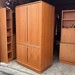 Vintage Danish Mid Century Modern 2 Piece Teak Highboy Storage Cabinet by “SUN CABINET CO”