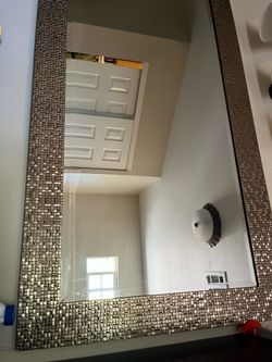 Mirror With Gold Frame. 32x56 Inches
