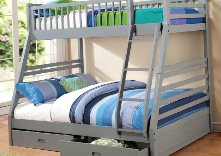 Bunk bed Twin Full with Storage drawers Free Mattress NAVY OR GRAY