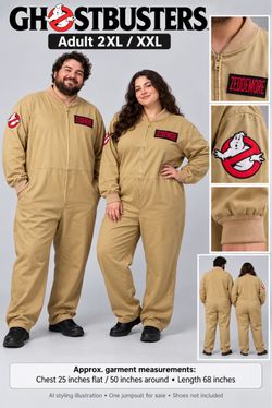 Ghostbusters Unisex Adult Costume 2XL XXL – NWT + Name Patches