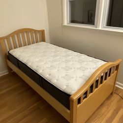 Wooden Twin Trundle Bed with New 10” Mattress