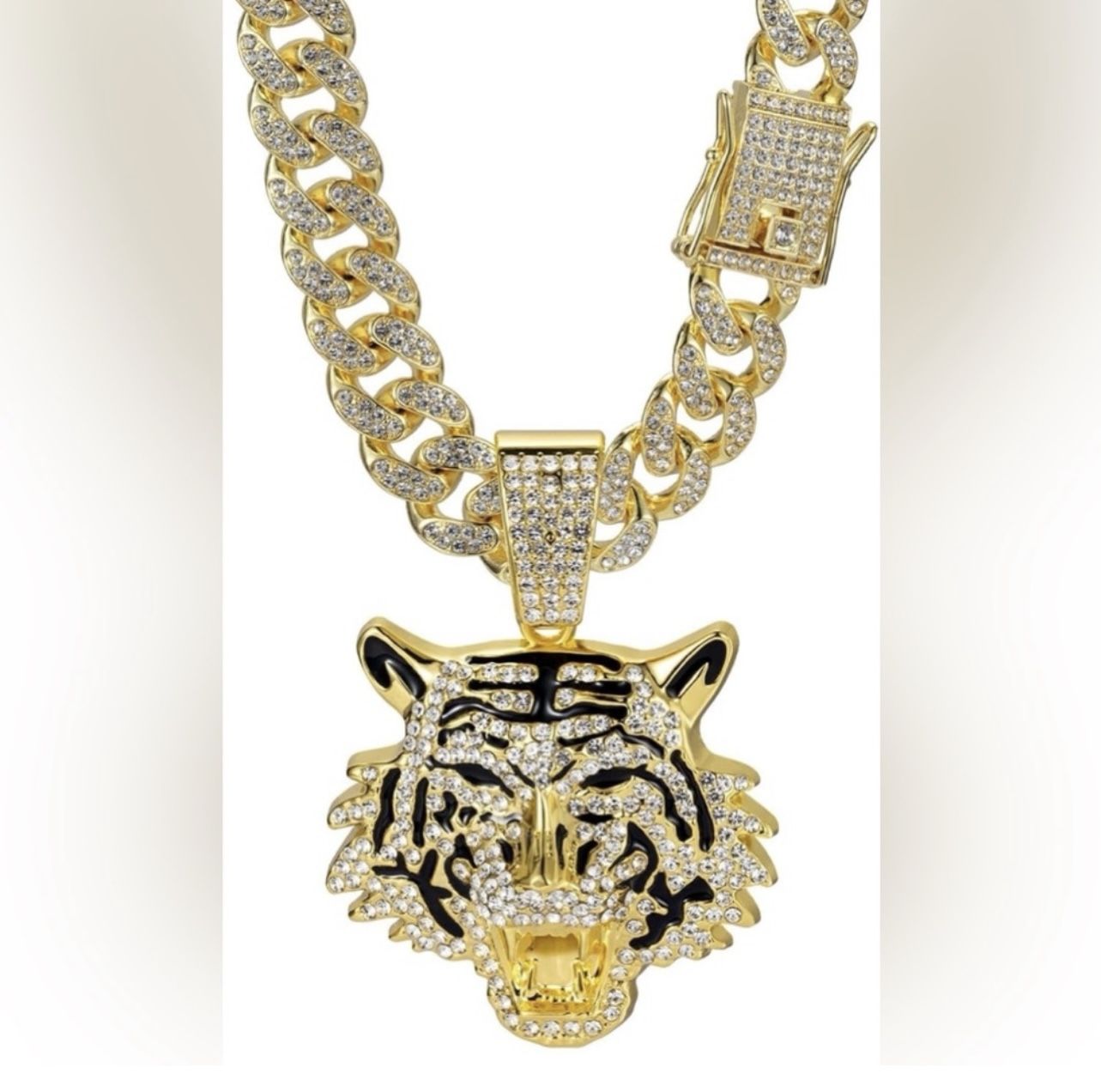 Necklaces Cuban Pedant Necklace, Iced Out Bling Diamond Jewelry Silver/Gold Hip Hop Cuban Link Chains for Men Women