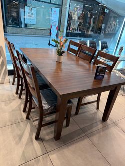 Dark Wood Dining Table with 6 Chairs