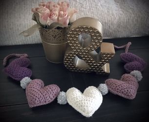 Handmade Crochet 3d Heart Garland