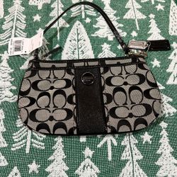 Coach Black/white Monogram Wrist Purse