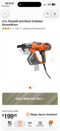 RIDGID 3 in. Collated Drywall and Deck Screwdriver