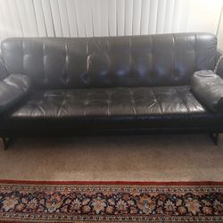 Nicoletti Black Leather Sofa