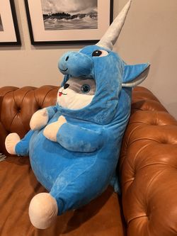 HAMSTER Dressed as UNICORN 32” GIANT Plush Stuffed Animal Toy – Blue Costume