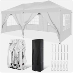 10'x20' Pop Up Party Tent Gazebo Wedding Canopy with 6 Sidewalls,  White