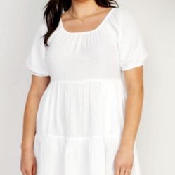 Cotton Muslin Women’s White Dress Casual Beach Size S
