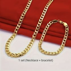 18 Kt Gold Plated Chain And Bracelet 