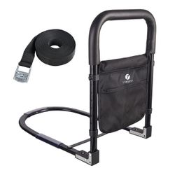 TOMREKY Compact Assist Bed Rail with Storage Pocket & Fasten Strap Support 300lb