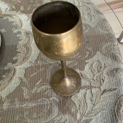 Antique Decorative Brass Wine Glasses 