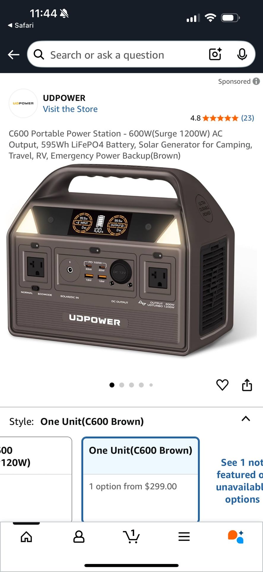 Brand New in Box - C600 Portable Power Station - 600W(Surge 1200W) AC Output, 595Wh