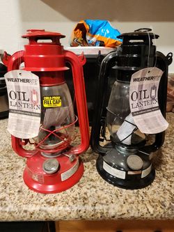 WeatherRite Oil Lanterns – Red & Black Set of 2