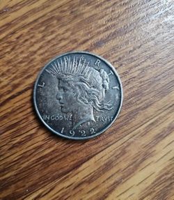 1922 PEACE SILVER DOLLAR COIN, No mint mark