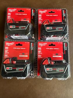 $$240$ for all 4 new M18 18-Volt 5.0 Ah Lithium-Ion XC Extended Capacity Battery Pack