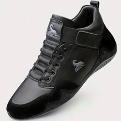Mens Leather High Top Non Slip Casual Shoes Outdoor Boots motorcycle shoes sneakers