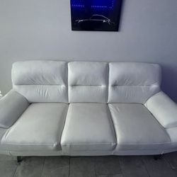 Milana White City Furniture Leather Sofa 