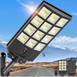 3000W Solar Street Lights Outdoor, Wide Angle Commercial Solar Lights Outdoor Dusk to Dawn, 6500K Flood Light with Motion Sensor, IP66 Waterproof Outs