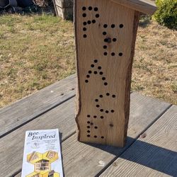 Handmade Bee Hotel by Paloma Pollinators - Natural Wood “Peace” Pollinator House

