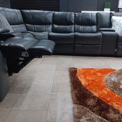 *Unreal Pricing!!!*---Sleek Madrid Gray Leather Reclining Sectional Sofa---Now $1499!!!---Delivery And Financing😎
