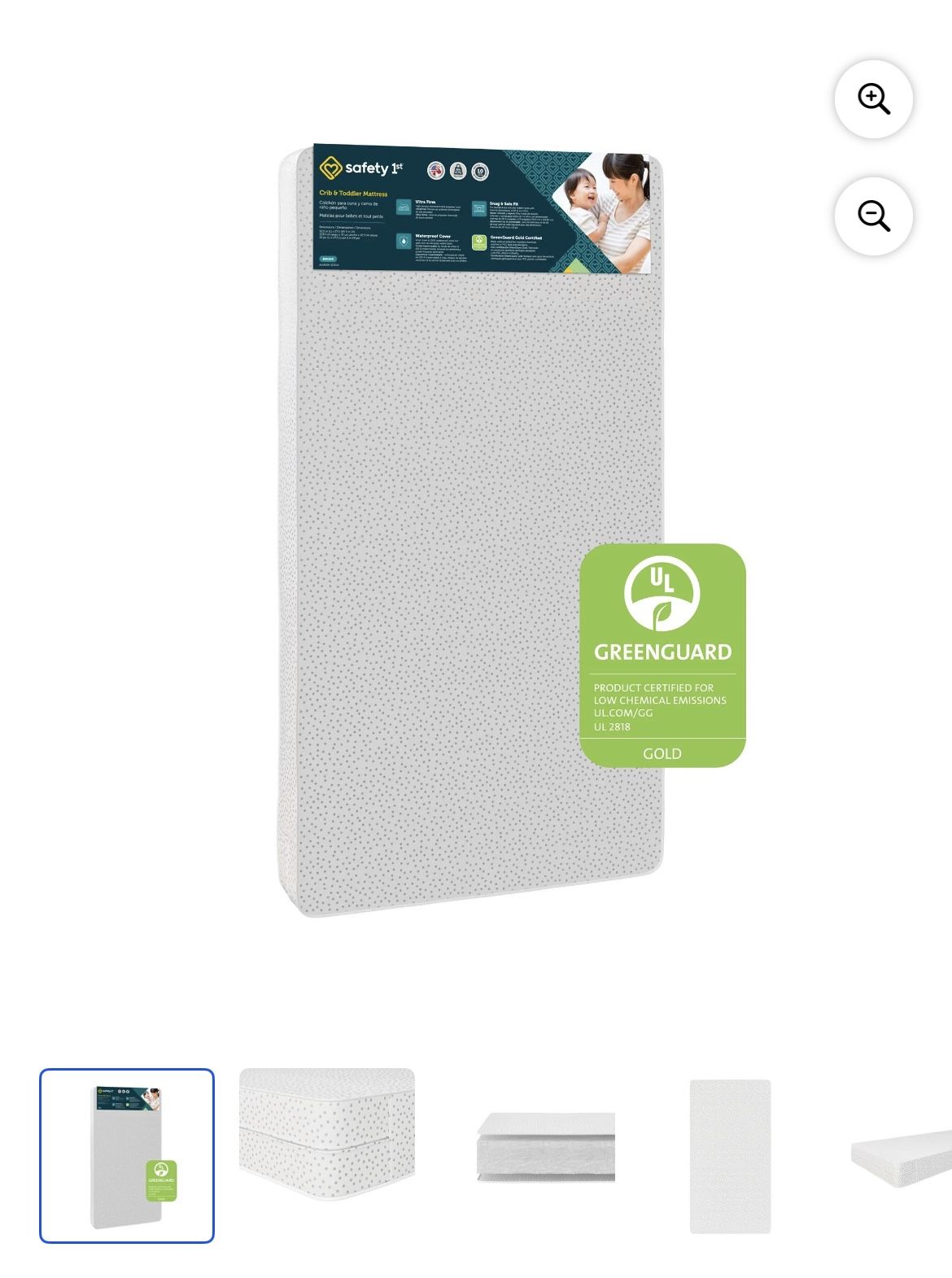 Safety 1st Sweet Dreams Baby & Toddler Mattress, White/Gray Polka Dot