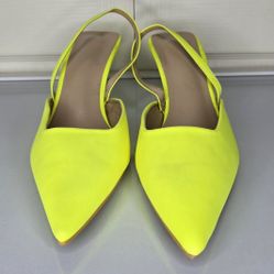 Neon Green Pointed Toe Slingback Pumps 
