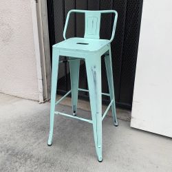 New in Box $25 (Light Blue) Metal Bar Stools w/ Backrest 30” Seat Height for Kitchen Counter Top Barstool