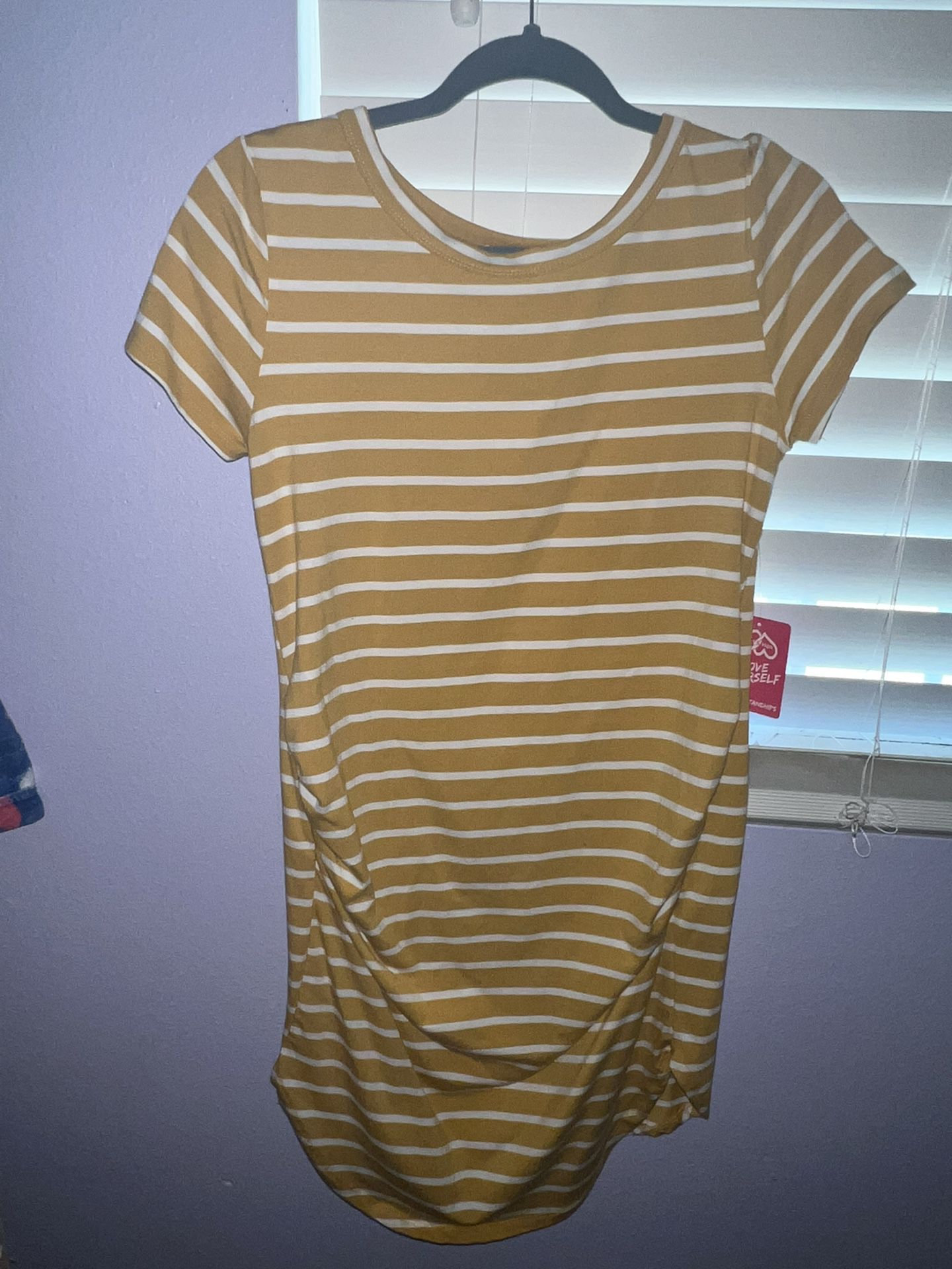 Heart And Hips Maternity Yellow And White Stripes Dress