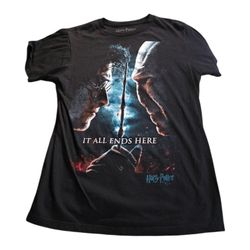 Vintage Harry Potter Deathly Hallows Shirt Top It All Ends Here
