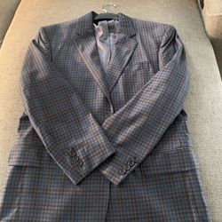 Jos. A. Bank 2 Button Sports Jacket. Blue, Navy, Burgundy Checks 