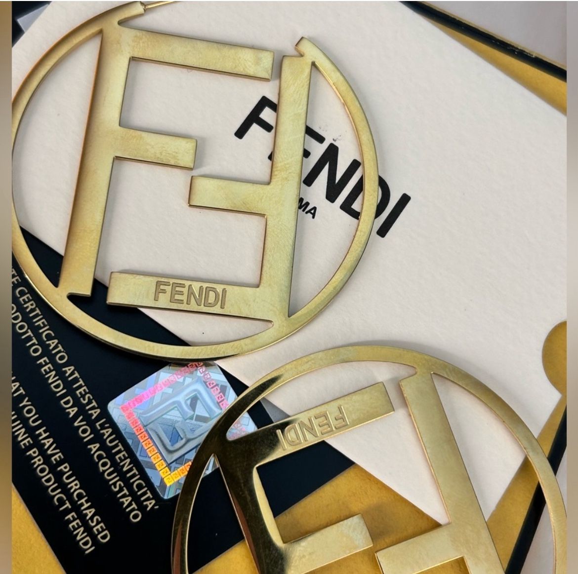 Authentic FENDI F is Fendi Large Hoop Earrings