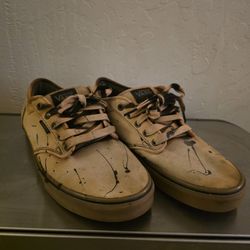 Men's Slightly Used Vans Atwood Custom Splatter Painted (Gold/Black) w/ Gumbottom Sz 12