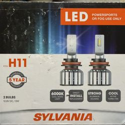 LED POWERSPORTS OR FOG USE ONLY FITS H11 NARRANTY, 5 YEAR WARRANT 2 BULBS 12.8V DC, 13W 6000K COOL WHITE LIGHT DIRECT INSTALL REPLACEMENT STRONG ALUMI