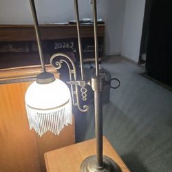 Vintage Luminaries Bridge Arm Parlor Lamp with beaded fringe