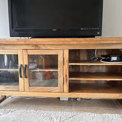 TV Stand Media Console w/ Glass Doors