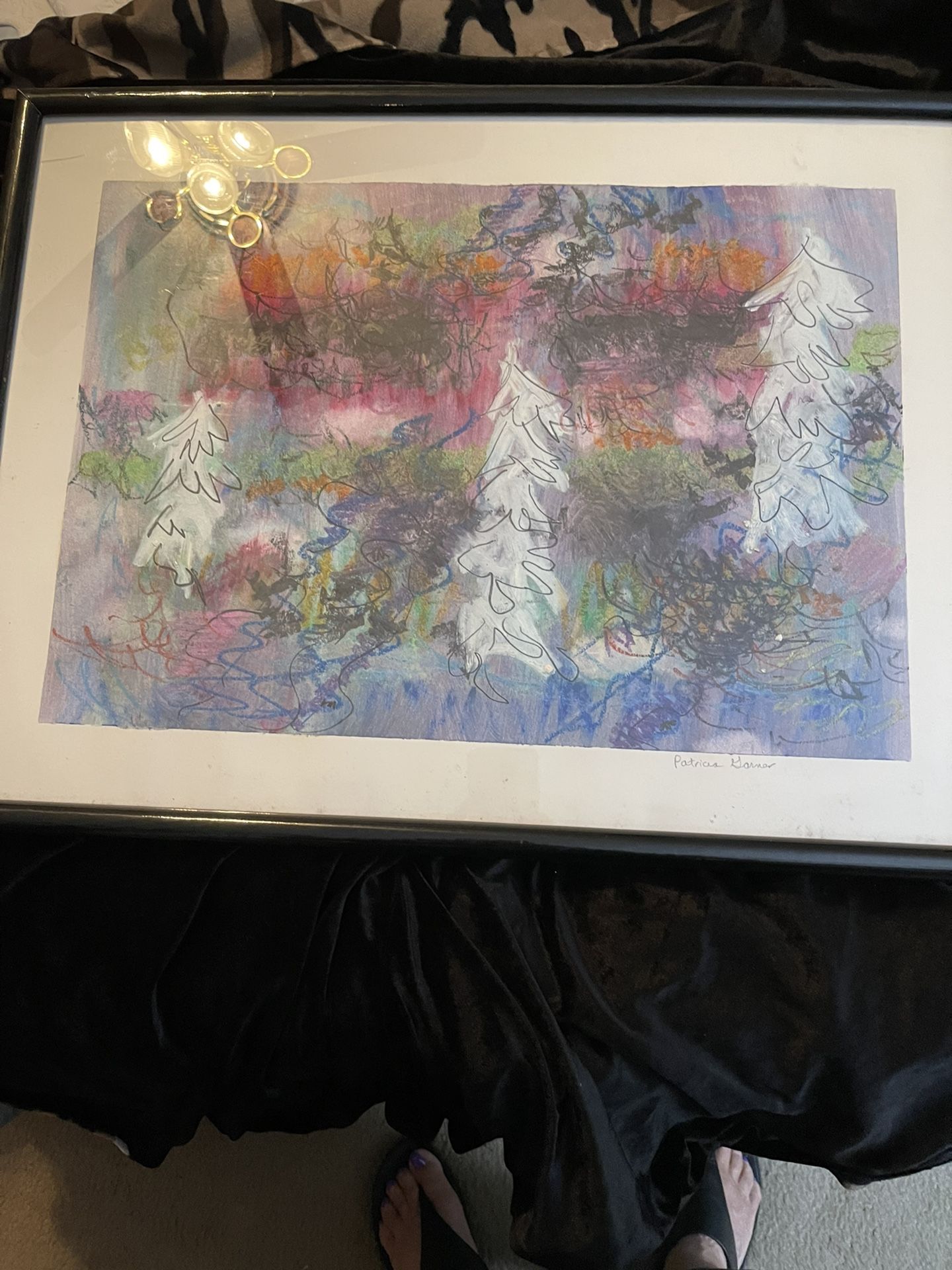Original Painting By Patricia Garner 25”x19” Black Frame With Plexiglass