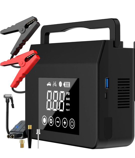 Portable Car Jump Starter with Air Compressor, 