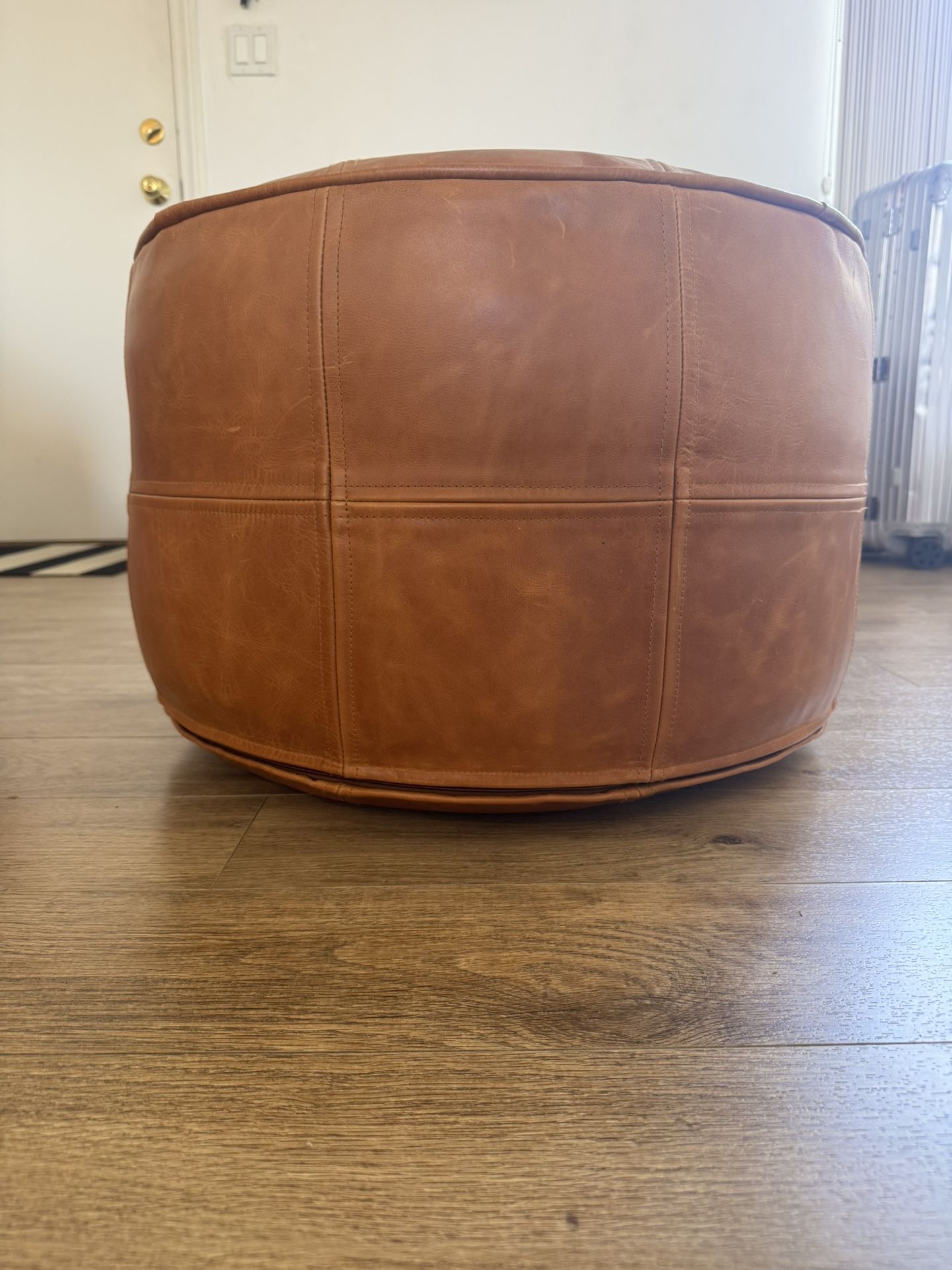 Genuine Leather Moroccan Pouf Ottoman