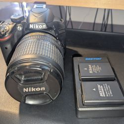 Nikon D3200 + Lens & 3 Batteries