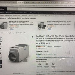 New AprilAire E100 The Whole House Dehumidifier For Large Rooms Crawl Space Or Basement Commercial 5,000 Sq Ft