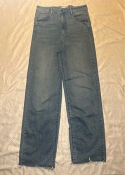 Carly Jean Los Angeles Women’s Laurel Wide Leg Jeans, High Rise, Raw Hem,Blue,9