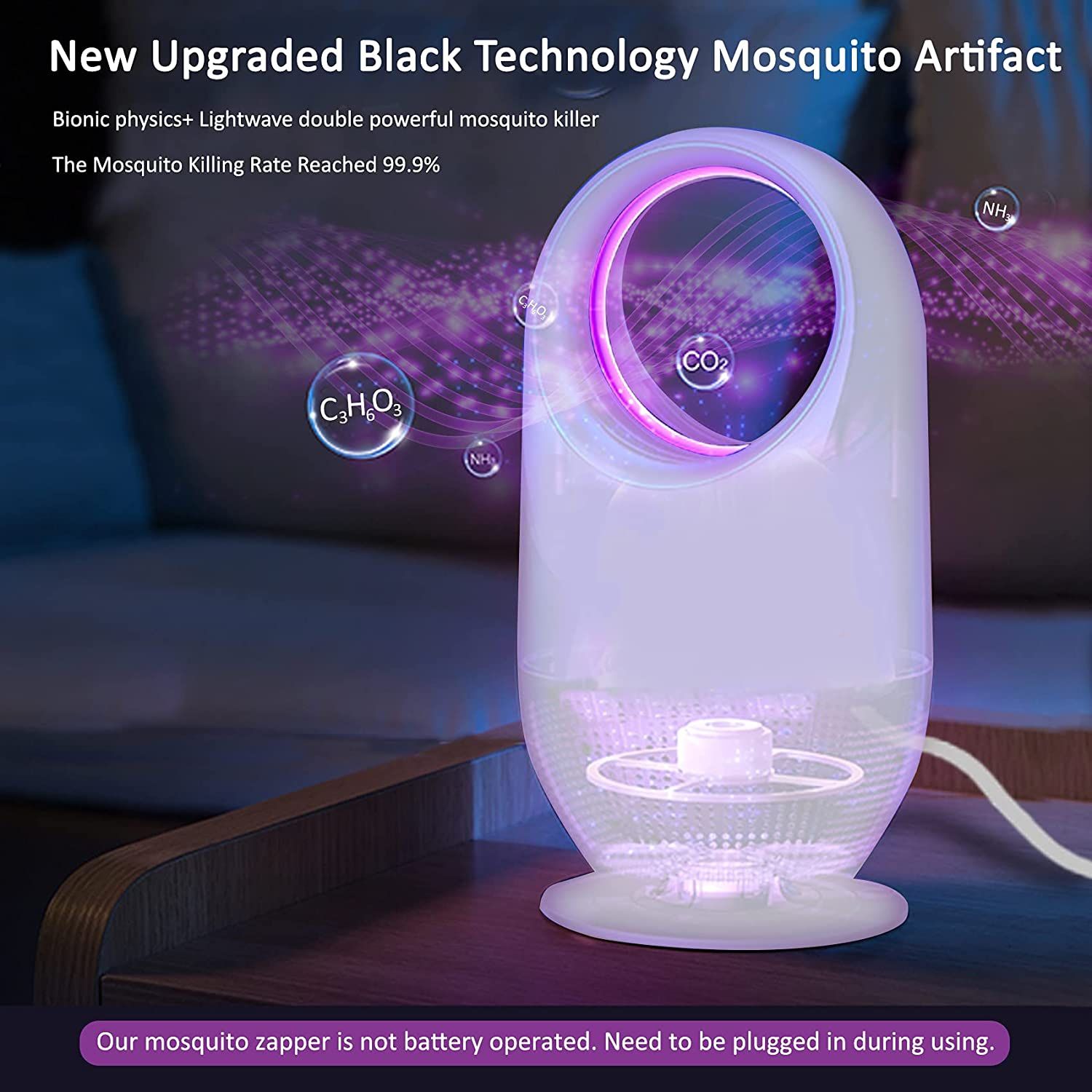 Bug Zapper Flying Insect Mosquito Killer Electric Fly Pests Trap Catcher LED UV Light Lamp Gnat Traps Strong Suction Fan 7 Leaf Blower Drain Flies Mos