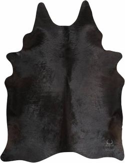 Genuine Cowhide Rug - Real Cow Hide Rug Large Home Decor Ambiance - 6x7 ft, Black