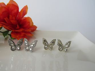 925 Sterling Silver Needle High-end Butterfly Earrings, Gold and Silver Color